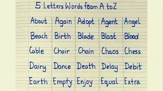 5 letter words from A to Z Five Letter Words 5 Letter Word in English 5 Letter Words for kids