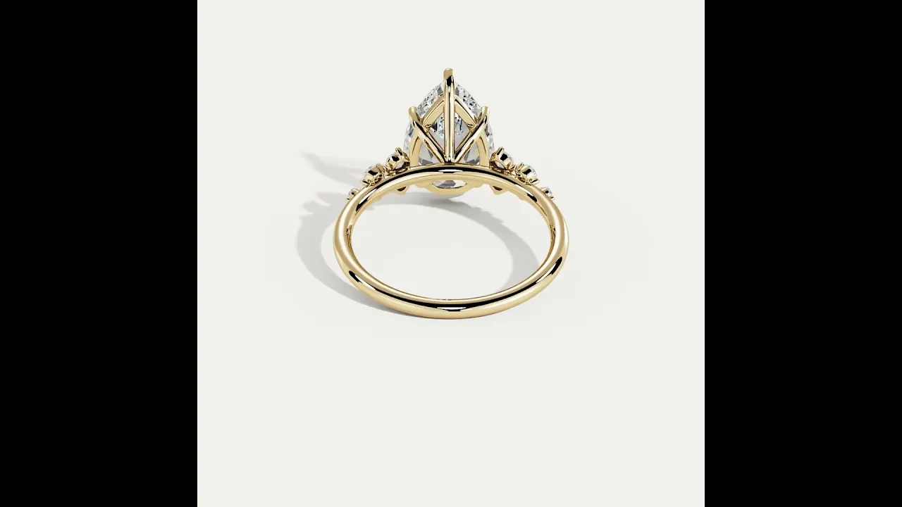 Sloane丨Pear Lab Diamond Engagement Ring with Floral Diamond Cluster Accents