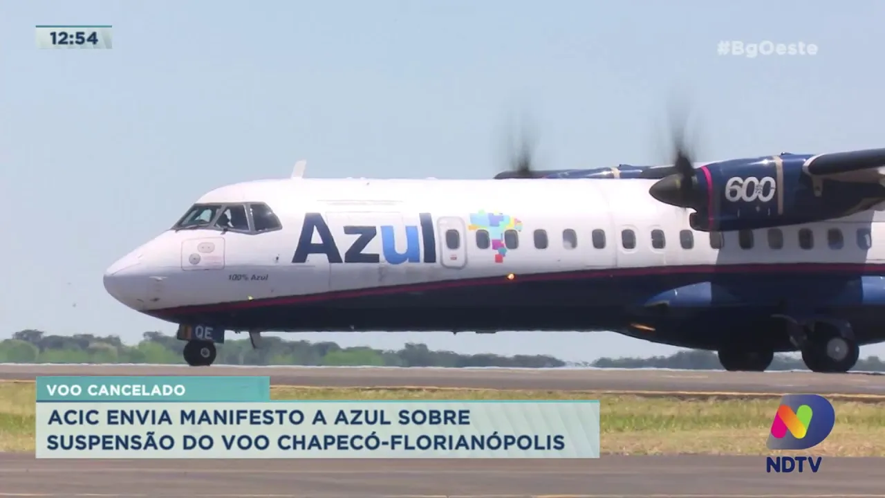 ACIC envia manifesto a Azul sobre suspensão do voo direto Chapecó-Florianópolis