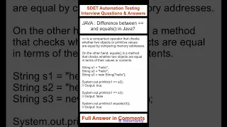 JAVA Difference between and equals in Java