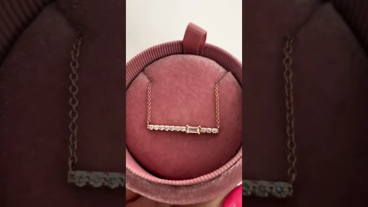 14K Gold Diamond Bar Pendant
