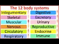 12 Organ Systems Roles functions Easy science lesson
