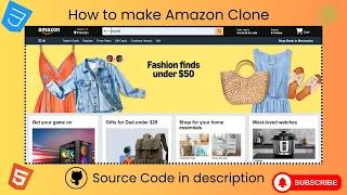 Amazon Clone Using HTML CSS JavaScript E-commerce Website UI Design Source Code GitHub