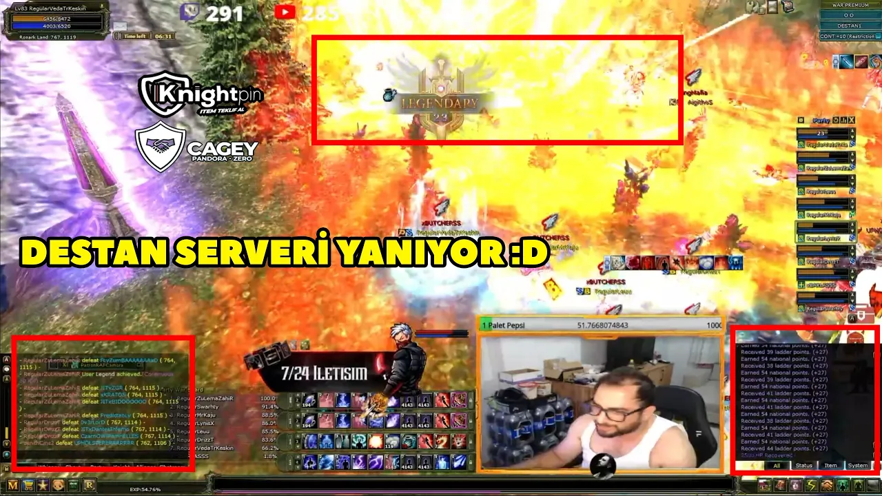 VedaTrKeskin - Yıkılmaz Kale Destan Serverinde Mage Ekibi ile PK Atıyor ! Knight Online