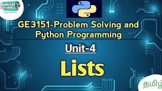 Lists in Problem Solving and Python Programming tamil GE3151 Python PSPP