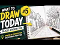 What to Draw Today Sketch Prompts 5 Places Around You Spaces Perspective Sketchbook Practice