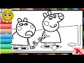Drawing and Coloring Peppa Pig play golf Peppa Pig Coloring Book Peppa Pig Speed Coloring