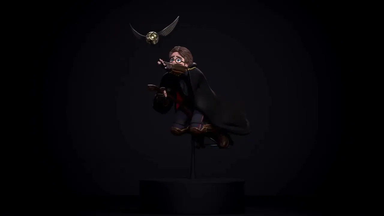 Quidditch Seeker: Harry Potter on Broomstick Chasing the Golden Snitch (STL File)