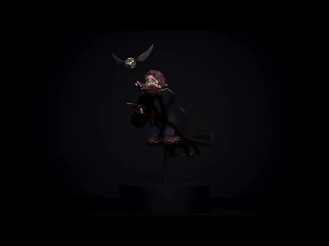 Quidditch Seeker: Harry Potter on Broomstick Chasing the Golden Snitch (STL File) video thumbnail