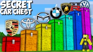I Found ALL CHEST with BEST CAR BRANDS in Minecraft ! I SURVIVAL INSIDE CHEST BASE with CAR !
