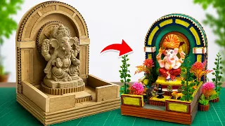 DIY Cardboard Ganesh Mandir | Ganpati Bappa Morya | Miniature Ganesh Temple Making