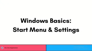 Windows Basics Start Menu Settings Computer Science 1 The Click Organization