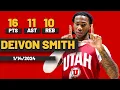 Deivon Smith Utah Utes 16 PTS 10 REB 11 AST vs Stanford Cardinal