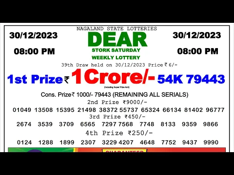 Download MP3 🔴 Lottery Sambad Live 08:00pm 30/12/23 Evening Nagaland State Dear Lottery Result Pdf Download
