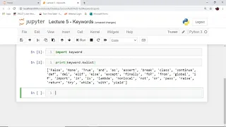 Python in 5 minutes Lecture 5 Keyword