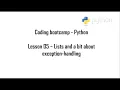 Coding Bootcamp Python Lesson 5 Lists and a bit about exception handling
