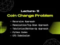 Lec 11 - Coin Change Problem Dynamic Programming Python GFG