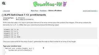 Java Practice It Self-Check 7 13 printElements arrays syntax array basics