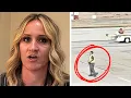 Woman spots something off about airport worker below plane urgently records him