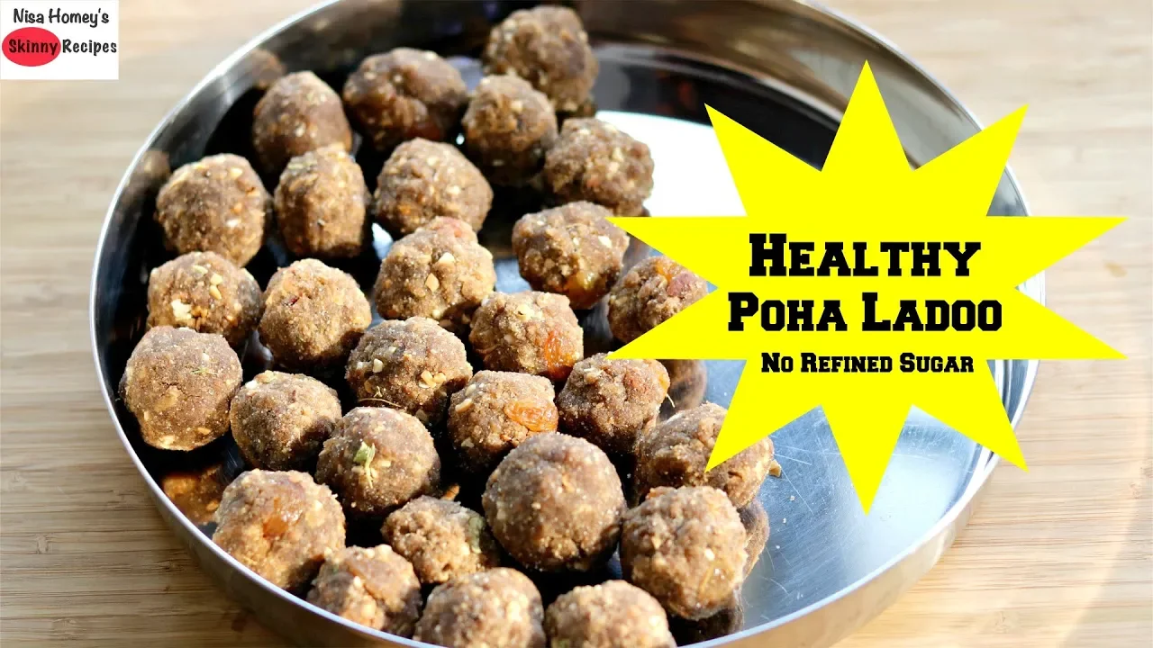 Healthy Poha Laddu In 10 Minutes - Healthy Evening Snack Ideas - Aval Ladoo - Skinny Recipes