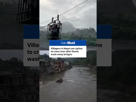 Villagers in Nepal use zipline to cross river