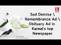 Book Obituary ad Death Announcement Sad Demise Ad in Karnal s top Newspapers