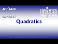 ACT Math 17 Quadratics