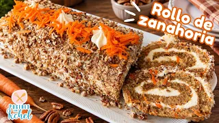 🥕BRAZO DE REINA DE ZANAHORIA | ROLLO GITANO CON NUEZ Y BETUN DE QUESO CREMA | POSTRES CON IXCHEL
