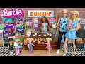 Barbie Ken Doll Family Halloween Morning Routine - Dunkin Donuts Munchkins Bucket