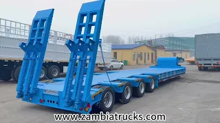 4 Axle 120 Ton Low bed Truck Trailer for Sale In Zambia