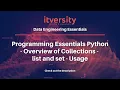Programming Essentials Python - Overview of Collections