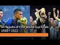 All Results of FIFA World Cup Finals 1930 - 2022 Results