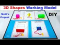 3d shapes working model using color paper and woolen thread - maths project tlm