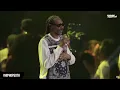 Snoop Dogg performs Lodi Dodi with Dougie Fresh and Slick Rick at Hip Hop 50 Live at Yankee Stadium