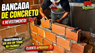 IDEIA DE GÊNIO 😲 balcão barato com tijolo e revestimento