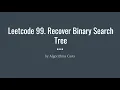 Leetcode 99 Recover Binary Search Tree