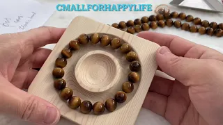 how to make a crystals beads bracelet with four layers elastic band tigereyestone