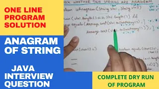Anagram of a String One Line Solution Important Interview Question Java Placement Course
