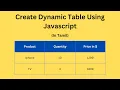 How to create dynamic table using JS Javascript Project Javascript for beginners In Tamil