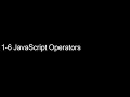 1-6 JavaScript Operators