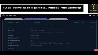 Letsdefend io SOC170 Passwd Found in Requested URL Possible LFI Attack Web attack case