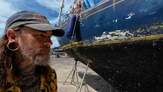 Hauling Out Triteia at Rebak Marina Boatyard to Start The Refit in Malaysia