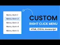 Custom Right Click Context Menu HTML CSS Javascript