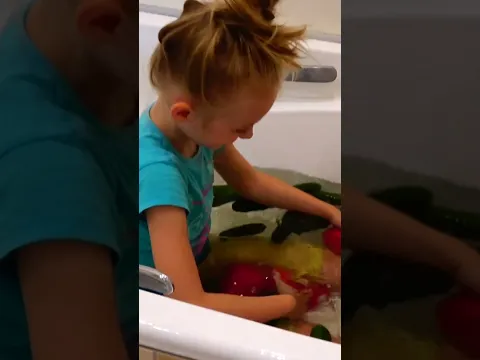 Polina makes a bath out of tomatoes
