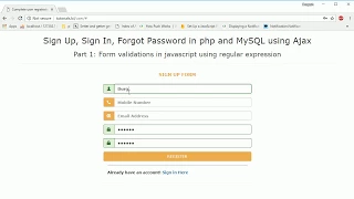 Form validation in JavaScript using regular expression part1