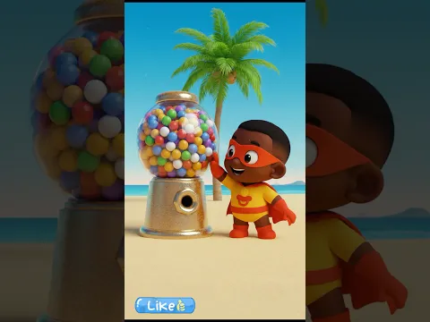 Colorful Gumball Machine at the Beach! 🌈 Fun Kids Song #shorts