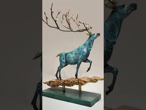 Luxury Lucky Prosperity Ornament Unique Brass Sika Deer Sculpture Bronze Deer Statue for Living Room