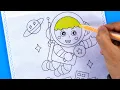 Coloring picture of astronaut earth theme - Creative bag drawing for kids