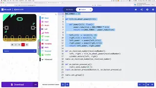 Python Code Drives micro bit Cutebot