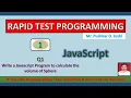 Calculate the Volume of Sphere in Js Rapid Test Programming Joshi P D Web Technology